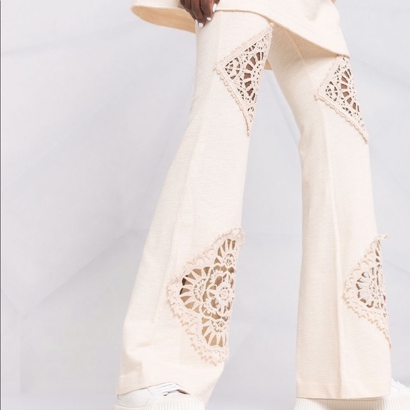 NWT Acne Studios Evelta Crochet Trimmed Cotton Pants - Picture 2 of 8